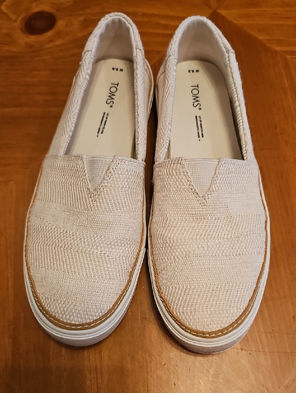 TOMS Natural Beige Knit Slip-On Shoes